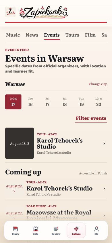 Events discovery in the Culture Hub