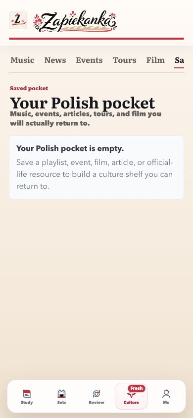 Saved items in the Culture Hub
